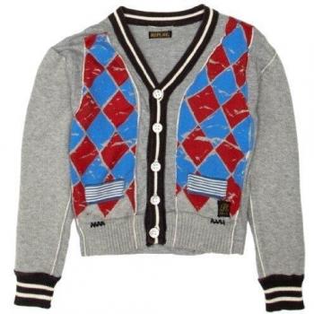 Replay - Cardigan con cuello de pico de manga larga para niño, talla 10-11 Years - talla inglesa, color azul 5940