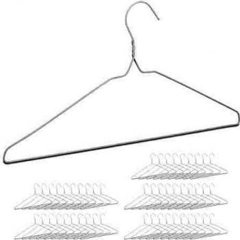 Perchas de Alambre, Set de 50, para Ropa Ligera, con Asta para Pantalones y Faldas, 40 cm, Color Blanco - Relaxdays