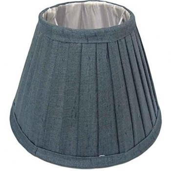 BETTER & BEST Q B&B Q BETTER & BEST Pantalla de lámpara de Seda, con Pinza de sujeción para Bombillas Tipo Vela, Tabla Estrecha, de 12 cm, Color Azul grisáceo