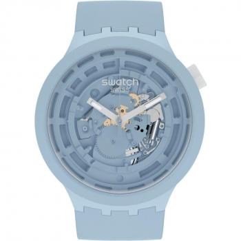 Swatch Big Bold C-Blue SB03N100 - Reloj de diseño moderno con correa azul y material sostenible