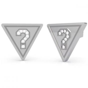 Pendientes Guess College 1981 de acero plateado