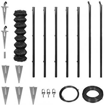 vidaXL Set de Cerca de Alambre con Anclas de Punta Dimensiones 0,8 x 15 m Gris