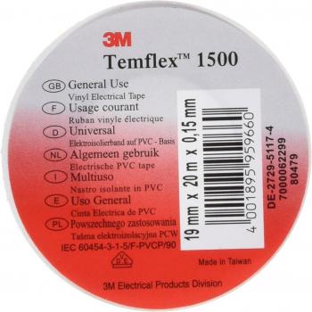 Temflex D3M3892735 - Cinta Aislante de Vinilo, 19mm x 20m, Color Blanco
