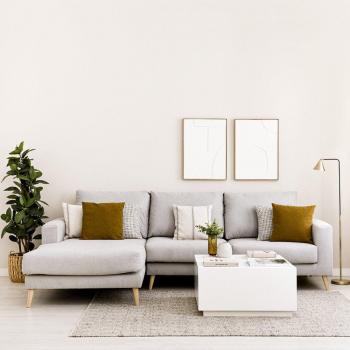 Sofá chaise izquierda tapizado gris claro Piero Kenay Home 290 x 97 cm