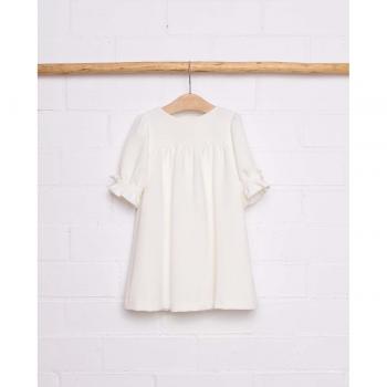 Vestido de niña Fina Ejerique crepe mangas volumen blanco