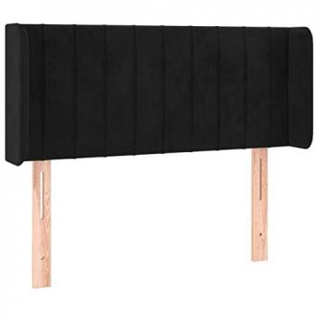 Cabecero con LED de terciopelo negro 93x16x78/88 cm