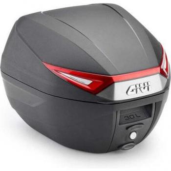 Givi C30N 30L Monolock Top Case para Moto, capacidad de 30 litros, sistema de apertura fácil, diseño aerodinámico, fabricado en plástico resistente a impactos y condiciones climáticas, incluye soporte para montaje en