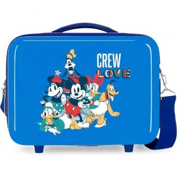 Disney Mickey Mouse Neceser Rígido ABS Azul Crew Love Adaptable con Capacidad de 9L