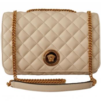 Versace White Nappa Leather Medusa Shoulder Bag