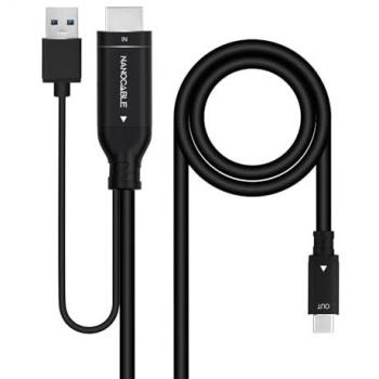 Cable Conversor HDMI a USB-C 1.8 m Negro, Plug & Play, Alta Resolución 4K a 60Hz, Compatible con HDMI 2.0 y DP Alt Mode