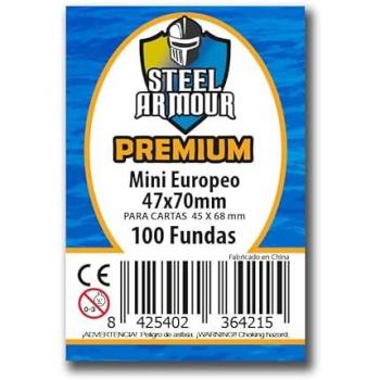 Fundas Premium Steel Armour para Cartas Coleccionables, Tamaño Mini Europeo 47x70mm, Plástico Transparente Resistente, Protección contra Desgaste y Daños