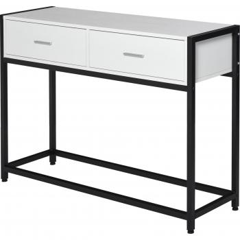 Mesa de Consola HOMCOM con 2 Cajones y Pies Ajustables