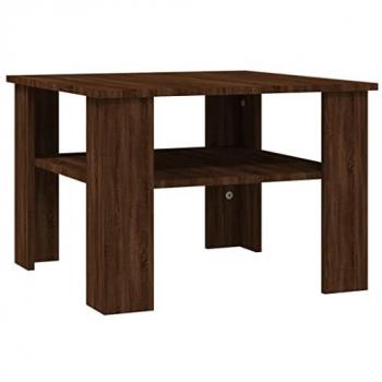Mesa de centro de madera contrachapada roble marrón 60x60x42 cm