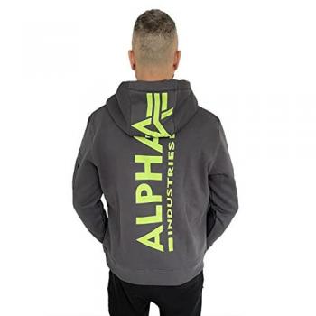 Alpha Industries Vintage Grey Back Print Hoodie for Men, Size L