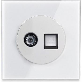 Enchufe de Pared CAT6 Cristal Templado Blanco para TV, Internet y PC