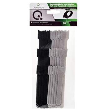 Juego de 30 cintas de velcro para cables en negro y gris