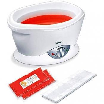 Beurer MP 70 Baño de parafina para manos, pies y codos, temperatura ajustable, display iluminado que muestra el nivel de calor, incluye 2 bolsas de cera de parafina, color blanco
