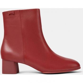 Camper Katie Women's Red Leather Ankle Boots with Zipper