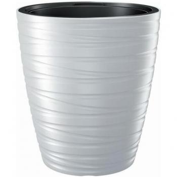 Maceta con Deposito 16L Maze de Plastico en Color Gris Piedra - 29,6 x 29,6 x 32,9 cm