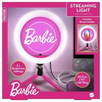 Aro de Luz con Trípode Paladone Barbie - Aro de luz LED regulable, trípode ajustable en altura, diseño inspirado en Barbie, incluye soporte para teléfono móvil y control remoto