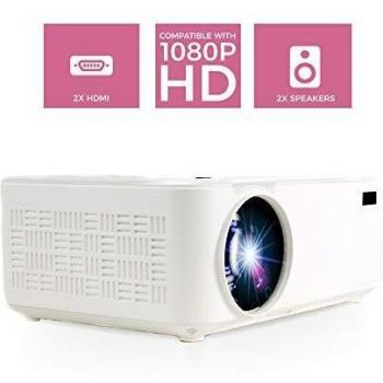 PRIXTON Goya - Proyector Portatil de 2.800 Lumens, 2 Altavoces y Mando a Distancia, 50.000H, VGA, 2xHDMI, USB2.0, MicroSD y AV