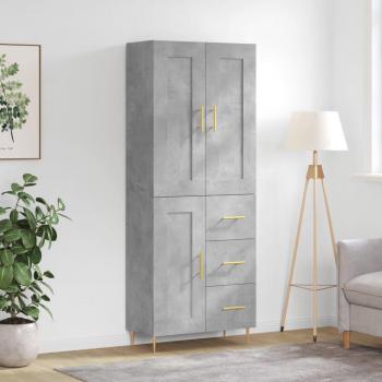 Aparador alto gris hormigón 69,5x34x180 cm en madera contrachapada