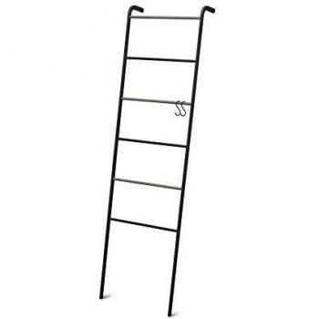 Perchero Metálico Iris Ohyama Tipo Escalera, Negro, Ganchos Incluidos, Estructura Resistente y Antideslizante, Ideal para Dormitorio, Estudio y Armario