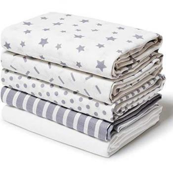 Niimo Muselina Bebe Algodon 80x80 cm 10 Piezas en 100% Algodón Suave Manta Abrigo Multifuncional Cuadrados para Niños Nacido Toalla de Bebé