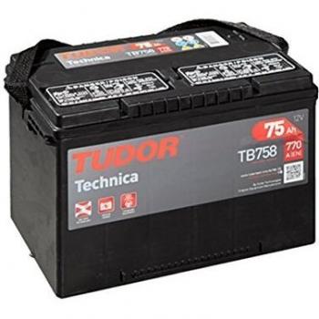 Batería para coche Tudor Exide Technica 75Ah, 12V. Dimensiones: 260 x 180 x 186. Borne izquierda.