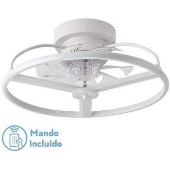 Ventilador de Techo FABRILAMP Bora 60W DC, Color Blanco, 8 Aspas Transparentes, Dimensiones 18x50x50cm, 6 Velocidades Ajustables, Iluminación