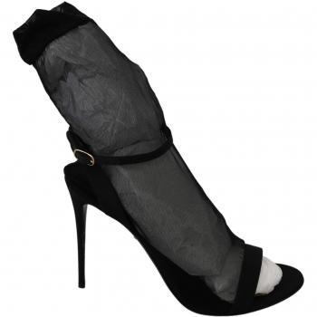 Dolce & Gabbana Black Tulle Stretch Stilettos Sandals Shoes - EU41/US10.5, High Heel Sandals, female, Black, Size: 11 US