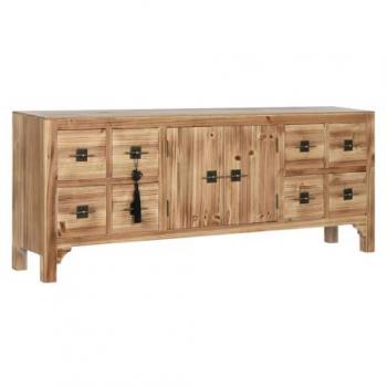Mueble de TV Home ESPRIT Negro Natural Abeto Madera MDF 130 x 24 x 51 cm