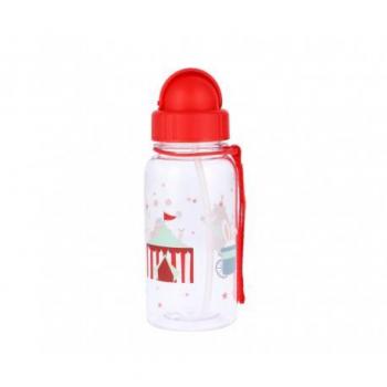 Botella de Plástico con Diseño Circense y Pajita