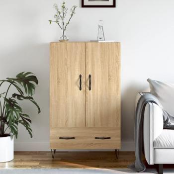 Aparador alto de madera de ingeniería en color roble Sonoma, dimensiones 69,5x31x115 cm, mueble de almacenaje para salón, buffet auxiliar y armario de almacenamiento