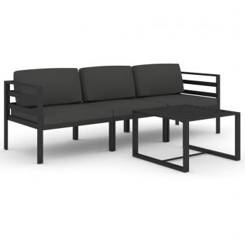 4-Piece Anthracite Aluminum Garden Lounge Set with Cushions