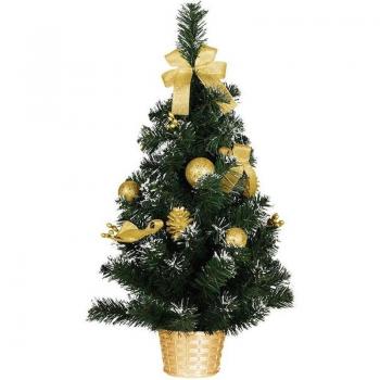 ?rbol de Navidad Decorado Oro Nevado de 60 cm con Maceta
