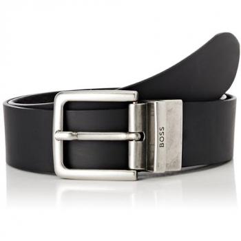 Boss Orange Omar-G Men's Reversible Italian Leather Belt with Branded Keeper - Black - Size 38 Inches