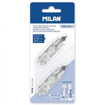 Milan Blíster 2 Recambios Cinta Correctora Cilíndrica 5 Mm X 6 M