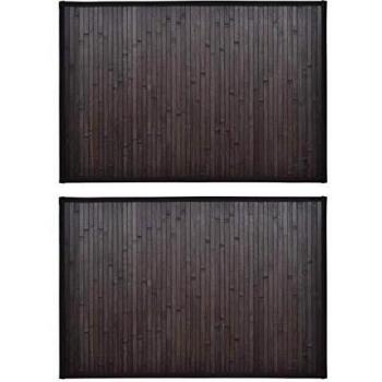 vidaXL Alfombrilla para Cuarto de Baño Rectangular Esterilla de Aseo Alfombra de Ducha Estera para Bañera de Material Bambú Marrón Oscuro 40x50 cm