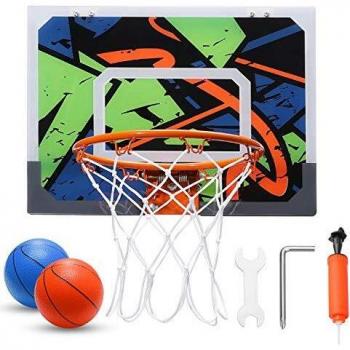 Mini Canasta Baloncesto Portátil, Canasta de Baloncesto Interiores Exteriores, Tablero Inastillable, Juego de Aro de Baloncesto con 2 Bolas 1 Bomba de Aire para Niños Adultos Oficina Hogar Warmfunn