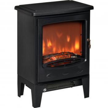 HOMCOM Chimenea Eléctrica Portátil 900/1800W Efecto Llama Termostato Ajustable Protección Sobrecalentamiento 39x26x54,8 cm Negro