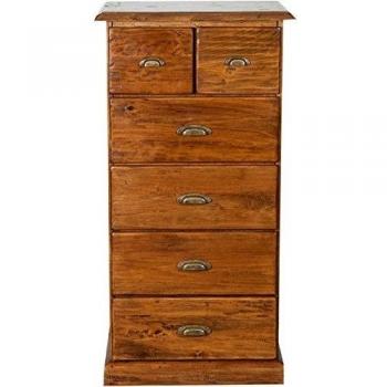 Cajonera Country de Madera Maciza de Tilo con Acabado Nogal 63x41x120 cm