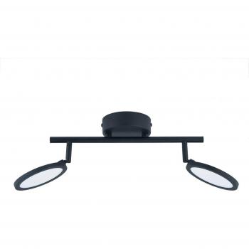Foco LED Lindby Manel, negro, hierro, 35 cm de largo, 2 luces