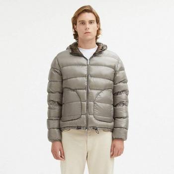 Centogrammi Gray Nylon Jacket - S, Winter Jacket, male, Gray, Size: S, Reversible Hooded Duck Down Jacket