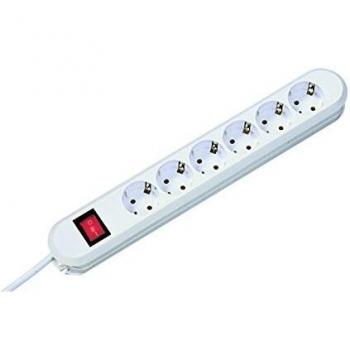 Regleta de enchufes Bachmann 381.250K, 6 salidas AC, con interruptor, 1.5 m, color blanco