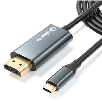 Cable USB C a HDMI 4K 1,8 metros Silver HT Logan - Compatible con Smartphones, Tablets, PC y Macbook