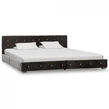vidaXL Cama Matrimonio Estructura + Colchón Viscoelástico + Somier Láminas Cabecero Tapizada Terciopelo 160x200 cm Contrachapado MDF Patas Acero Gris