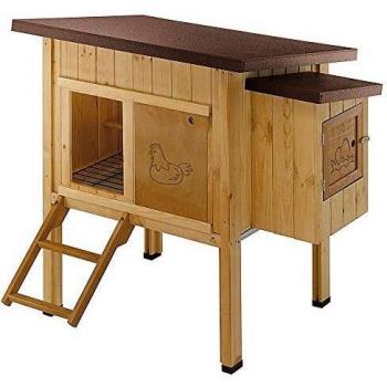 Gallinero Ferplast Hen House 10 - Casa de Madera FSC para 4 Gallinas, Dimensiones 124x98x110 cm, Accesorios Incluidos