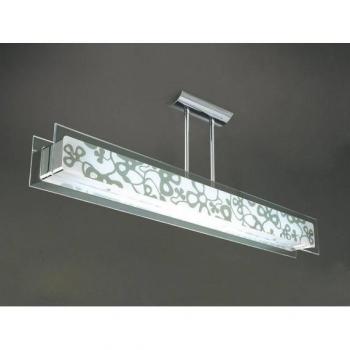 Lámpara de techo Euphoria Semi, 2 bombillas T5, cromo pulido y cristal opal blanco, no LED, compatible con CFL