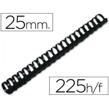 Q-Connect Canutillo Redondo 25 Mm Plástico Negro Capacidad 225 Hojas Caja De 50 Unidades